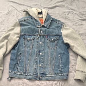Levi's Blue Denim Jacket with Gray Sleeves